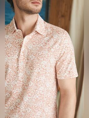 Faherty Movement Short-Sleeve Pique Polo Shirt in Hilo Rose Floral Print